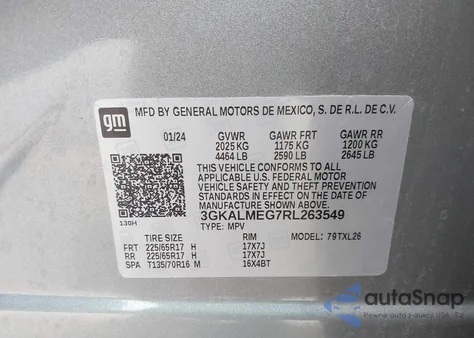 2024 GMC Terrain Fwd Sle from USA, damaged, VIN 3GKALMEG7RL263549